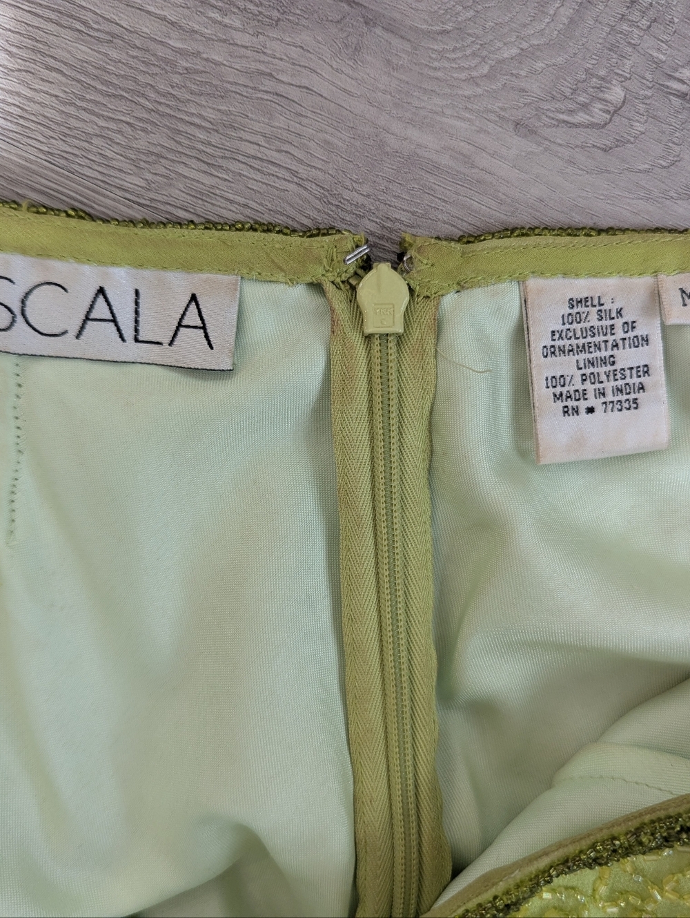 Scala Lime Green Backless Cutout Sequin Evening Gown - Picture 6 of 7